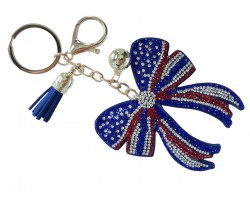 USA American Bow Crystal Puffy Keychain