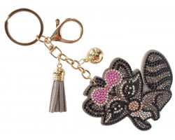 Gray Crystal Girl Raccoon Puffy Keychain