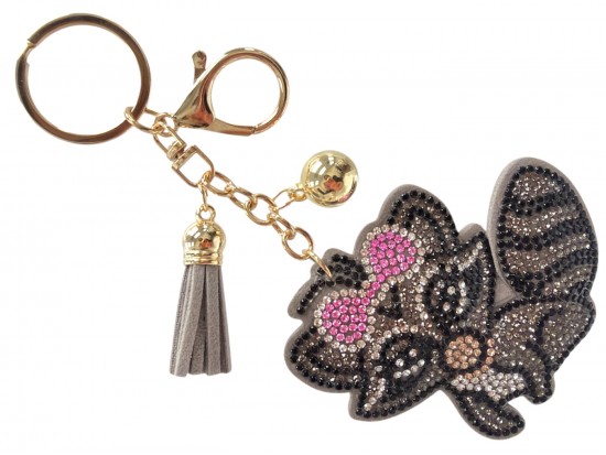 Gray Crystal Girl Raccoon Puffy Keychain Gray Crystal Girl Raccoon Puffy Keychain