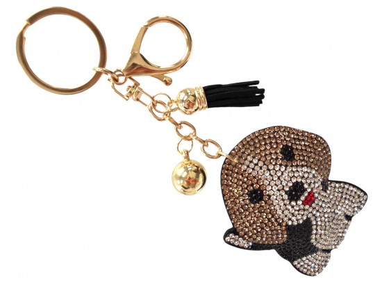 Brown Crystal Beagle Puppy Dog Puffy Keychain Brown Crystal Beagle Puppy Dog Puffy Keychain