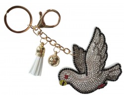 Crystal Peace Dove Puffy Keychain