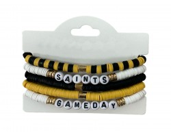Black Gold Saints Game Day Rubber Bracelets Set