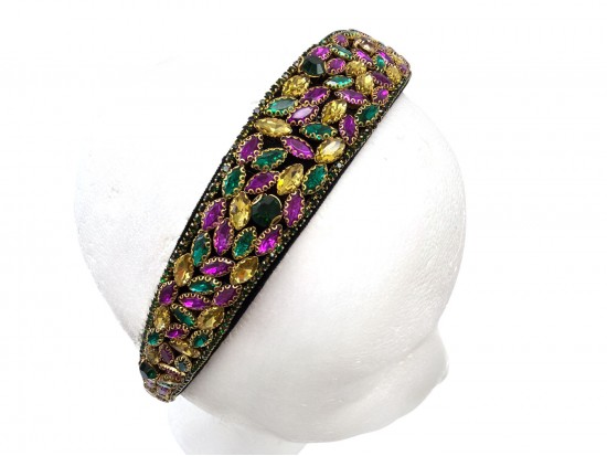 Mardi Gras Large Crystal Wide Headband Mardi Gras Large Crystal Wide Headband