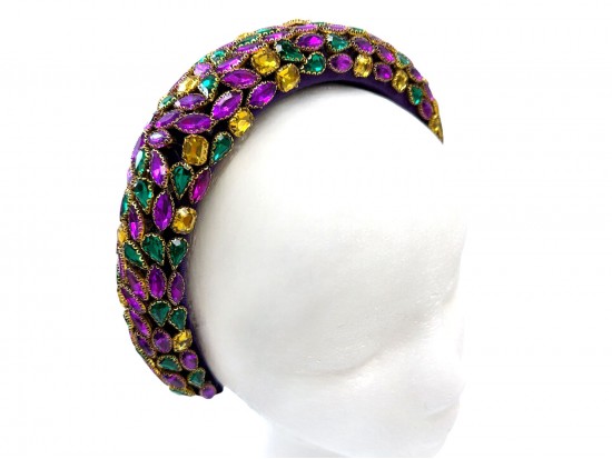 Mardi Gras Large Crystal Wide Headband Mardi Gras Large Crystal Wide Headband