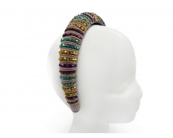 Mardi Gras Crystal Small Stripe Hard Headband Mardi Gras Crystal Small Stripe Hard Headband