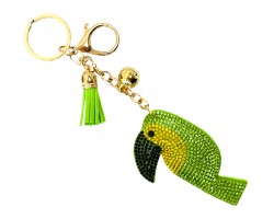 Yellow Crystal Parrot Puffy Keychain.