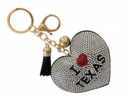 I Love Texas Crystal Heart Puffy Keychain