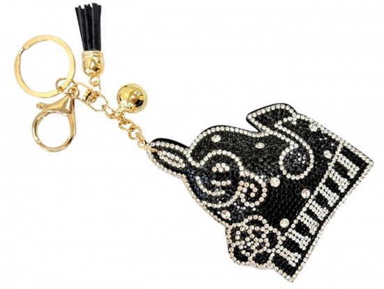 Black Crystal Piano Music Note Puff Keychain Black Crystal Piano Music Note Puff Keychain