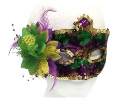 Mardi Gras Sequin Flower Mask