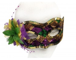 Mardi Gras Sequin Flower Mask