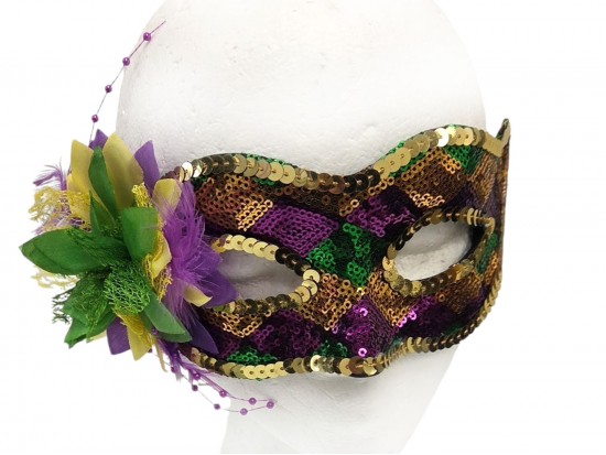 Mardi Gras Sequin Flower Mask Mardi Gras Sequin Flower Mask