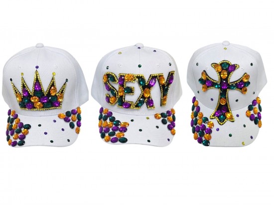 Mardi Gras Crystal Cross Crown Sexy White Caps Assorted Mardi Gras Crystal Cross Crown Sexy White Caps Assorted