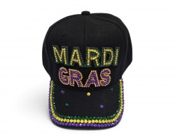 Mardi Gras Crystal Black Ball Cap