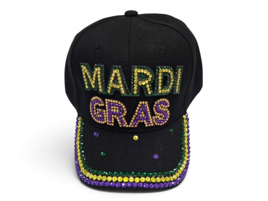 Mardi Gras Crystal Black Ball Cap Mardi Gras Crystal Black Ball Cap