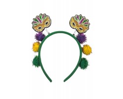 Mardi Gras Mask Puff Sequin Headband