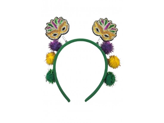 Mardi Gras Mask Puff Sequin Headband Mardi Gras Mask Puff Sequin Headband