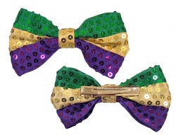 Mardi Gras Sequin Bow Tie Clip