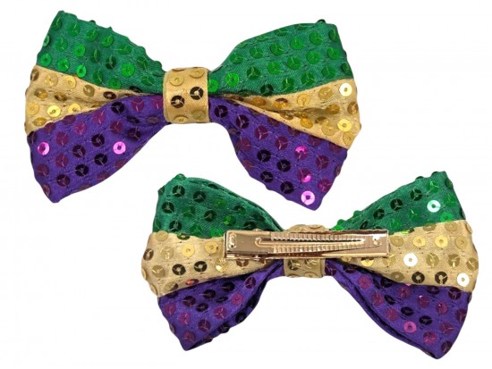 Mardi Gras Sequin Bow Tie Clip Mardi Gras Sequin Bow Tie Clip