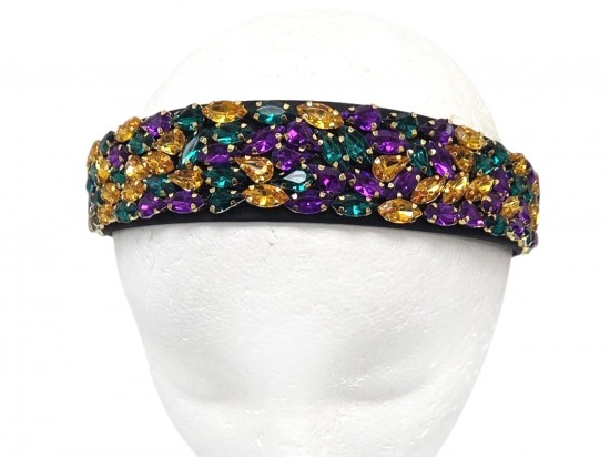 Mardi Gras Marquee Crystal Pattern Headband Mardi Gras Marquee Crystal Pattern Headband