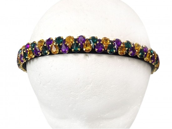 Mardi Gras Teardrop Crystal Headband