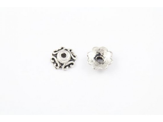 7mm Anitque Silver Plate Filigree Bead Cap