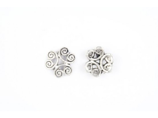 12mm Antique Silver Open Curled Swirl Bead Cap