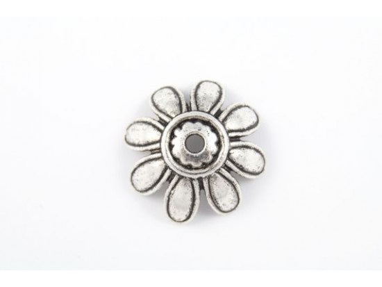 26mm Antique Silver Daisy Flower Bead Cap