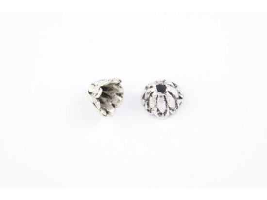 7mm Antique Silver Tulip Flower Dome Bead Cap