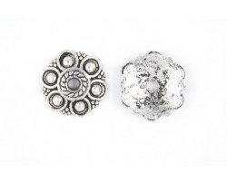 13mm Antique Silver Studded Round Flower Bead Cap
