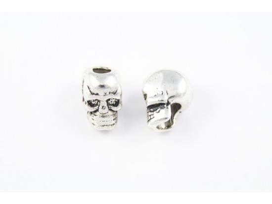 10mm Antique Silver Skull Bead