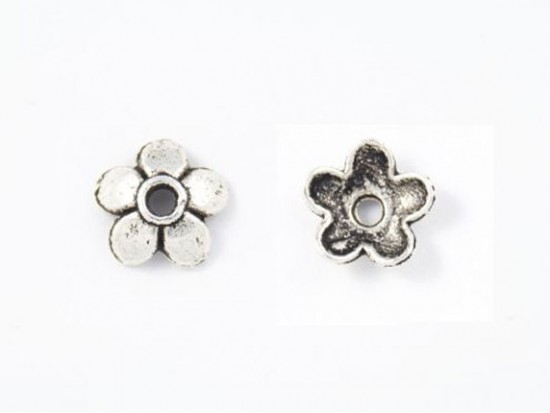 6mm Antiqued Silver 5 Point Flower Bead Cap