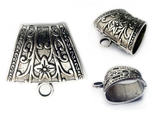40mm Antique Silver Flower and Vines Scarf Bail
