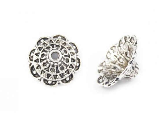 19mm Ethnic Design With Flower Edge Bead Cap