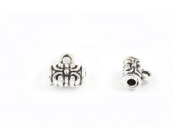 Antique Silver 7mm Butterfly Design Barrel Bead With Eye