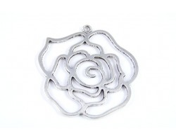 55mm Antique Silver Plate Flower Rose Charm