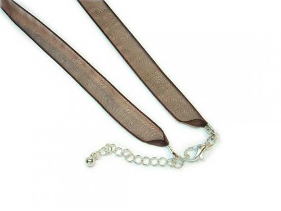 16" Brown Sheer Thin Ribbon Necklace