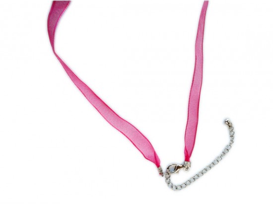 16" Pink Sheer Thin Ribbon Necklace 16" Pink Sheer Thin Ribbon Necklace
