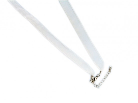 16" White Sheer Thin Ribbon Necklace