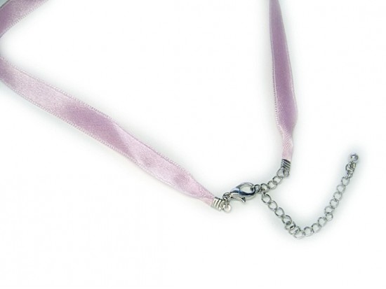 16" Pink Satin Ribbon Necklace