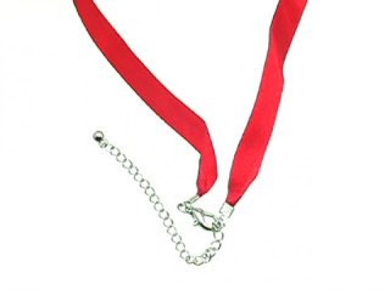 16" Red Satin Ribbon Necklace