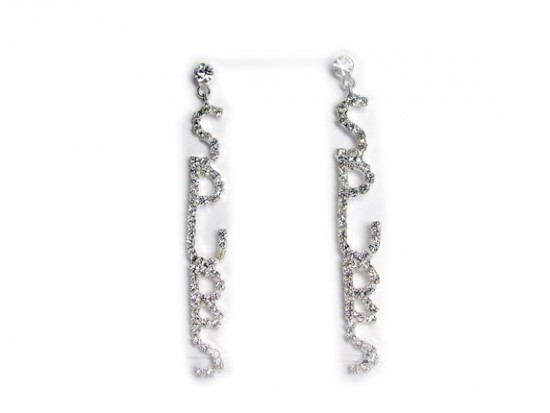 Clear Crystal Silver "SPURS" Post Earrings