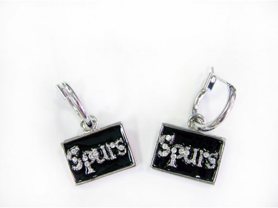 Black Enamel Rectangle Silver SPURS Earrings Black Enamel Rectangle Silver SPURS Earrings