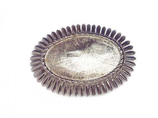 85x60mm S/P Large Oval Flower Edge Belt Buckle