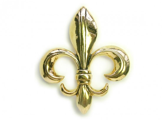 Gold Plated Large Fleur De Lis Brooch