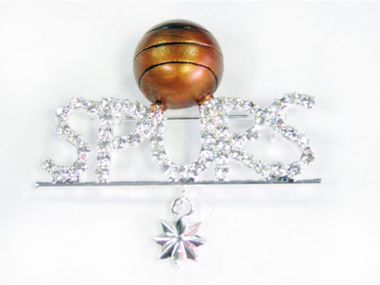 Clear Crystal SPURS Basketball and Dangle Star Brooch Clear Crystal SPURS Basketball and Dangle Star Brooch