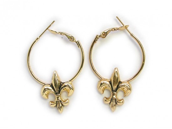 Gold Fleur De Lis Hoop Earrings Gold Fleur De Lis Hoop Earrings