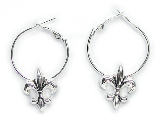 Silver Fleur De Lis Hoop Earrings Silver Fleur De Lis Hoop Earrings