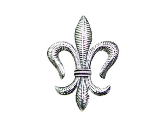 Silver Leaf Pattern Fleur De Lis Brooch Pendant