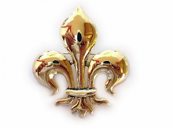 Large Gold Plated Fleur De Lis Brooch