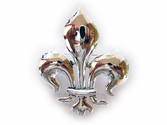 Large Silver Plated Fleur De Lis Brooch